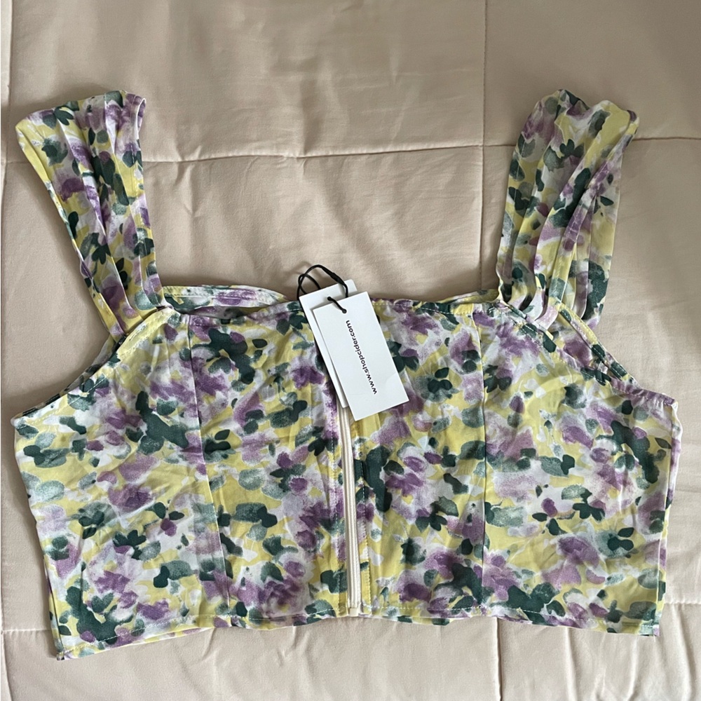 Cider Blue and Purple Crop Tank Top Bustier Style - Picture 2 of 2